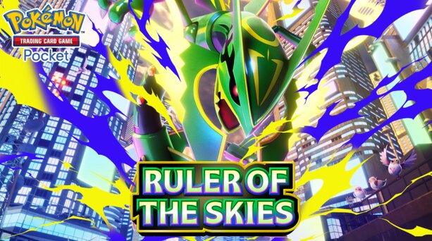 Ruler of the Skies puts Mega Rayquaza ex above Pokémon TCG Pocket — 233 cards, ten Pokémon ex, and deck sharing by code