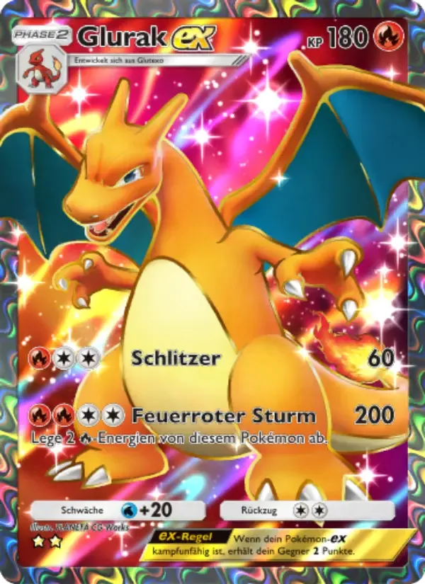 Charizard ex card in German