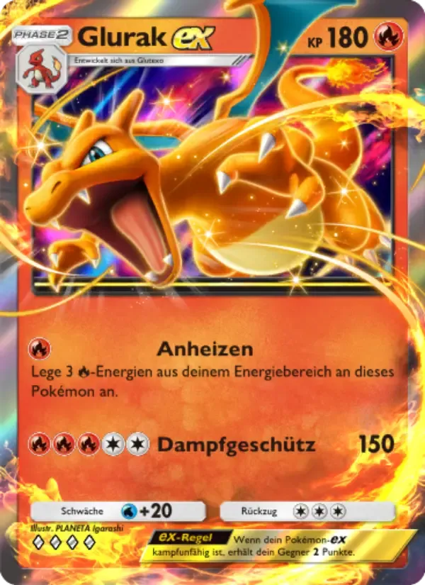 Карта Charizard ex на языке Немецкий