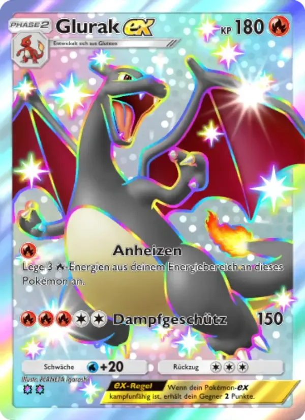 Charizard ex card in German