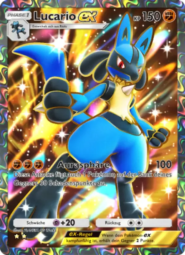 Lucario ex card in German