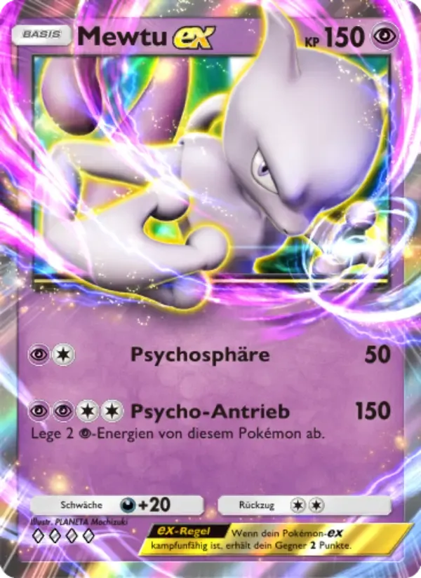 Mewtwo ex card in German