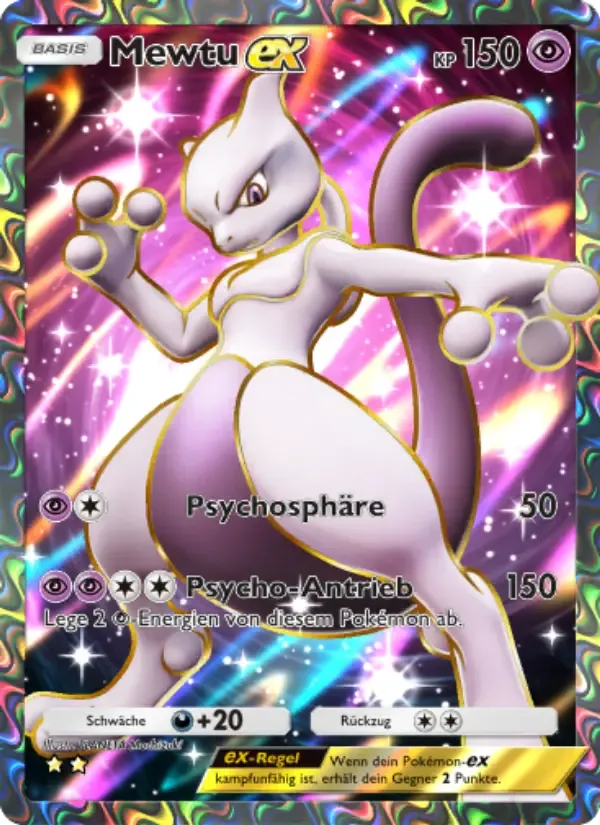 Mewtwo ex card in German