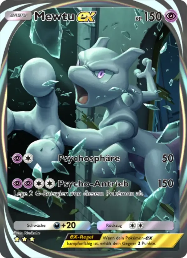 Mewtwo ex card in German