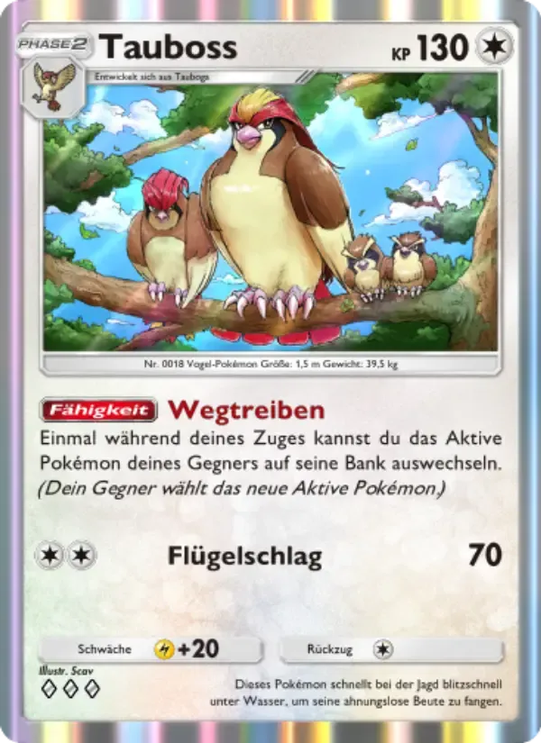 Pidgeot card in German