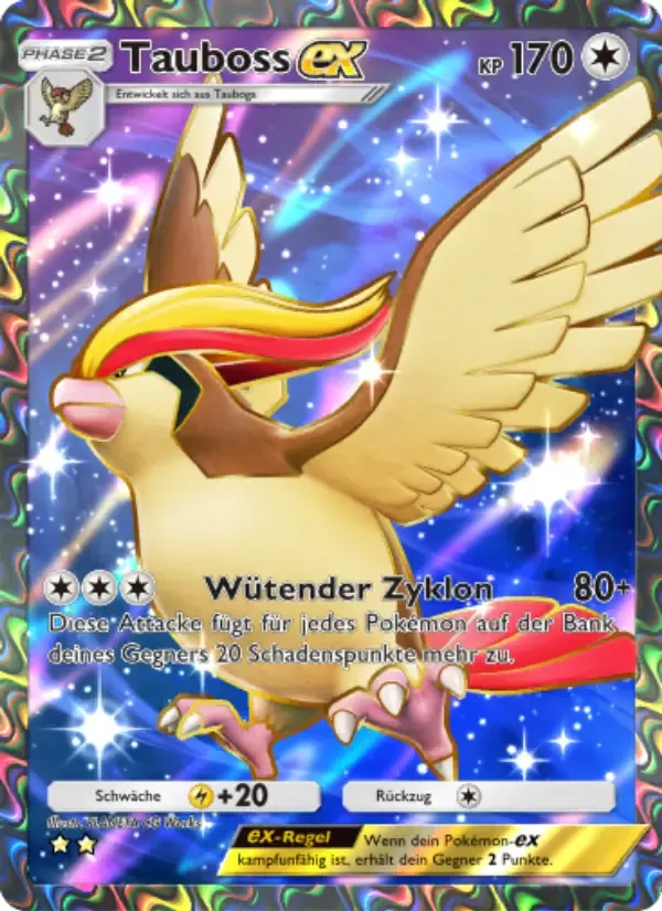 Pidgeot ex card in German