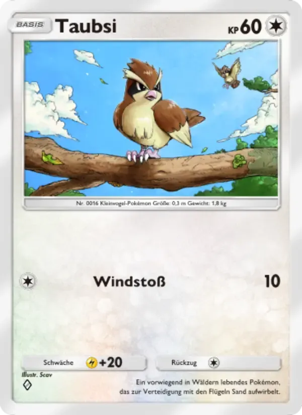 Pidgey card in German