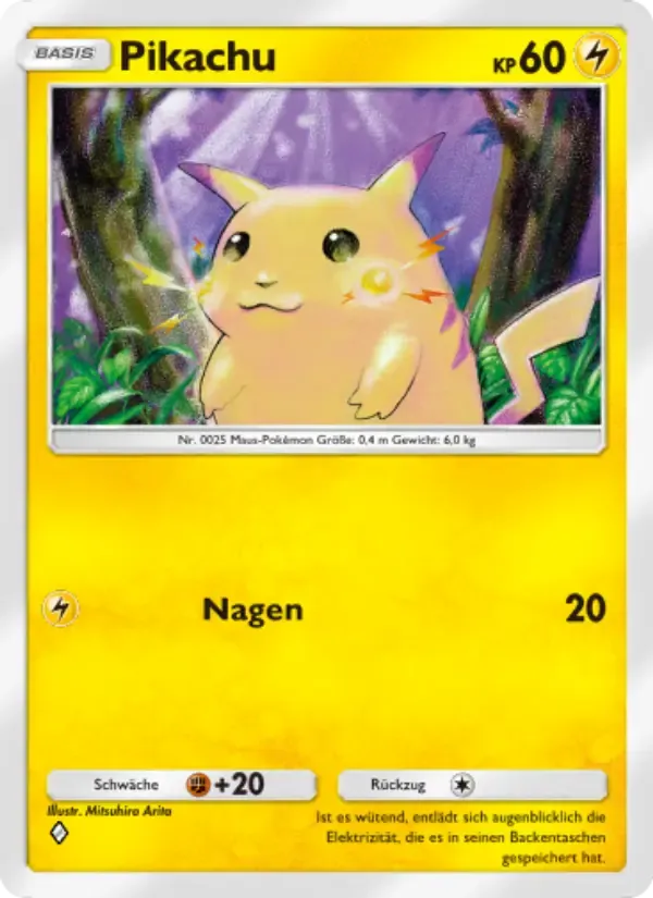 Pikachu card in German