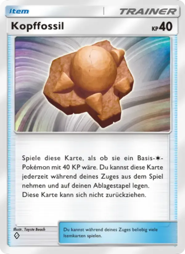 Skull Fossil card in German