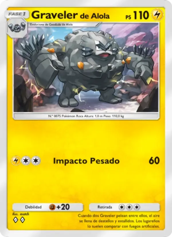 Alolan Graveler card in Spanish