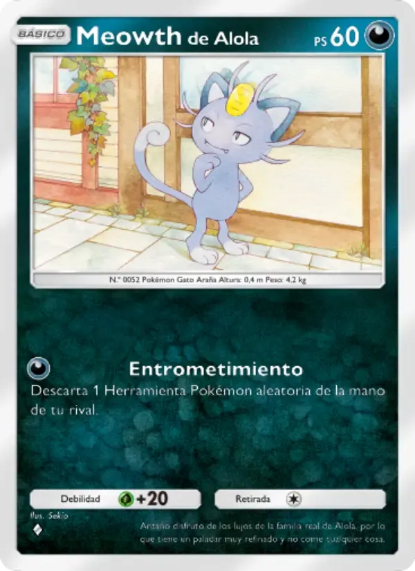 Alolan Meowth card in Spanish
