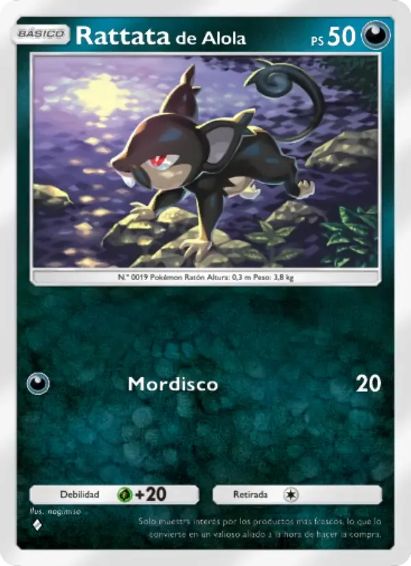 Alolan Rattata card in Spanish