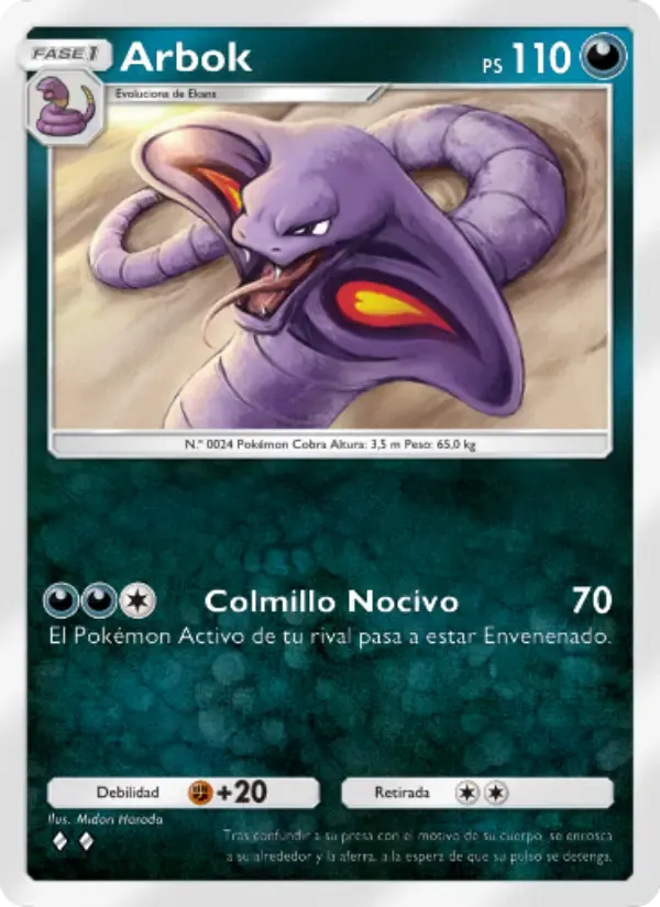 Arbok card in Spanish
