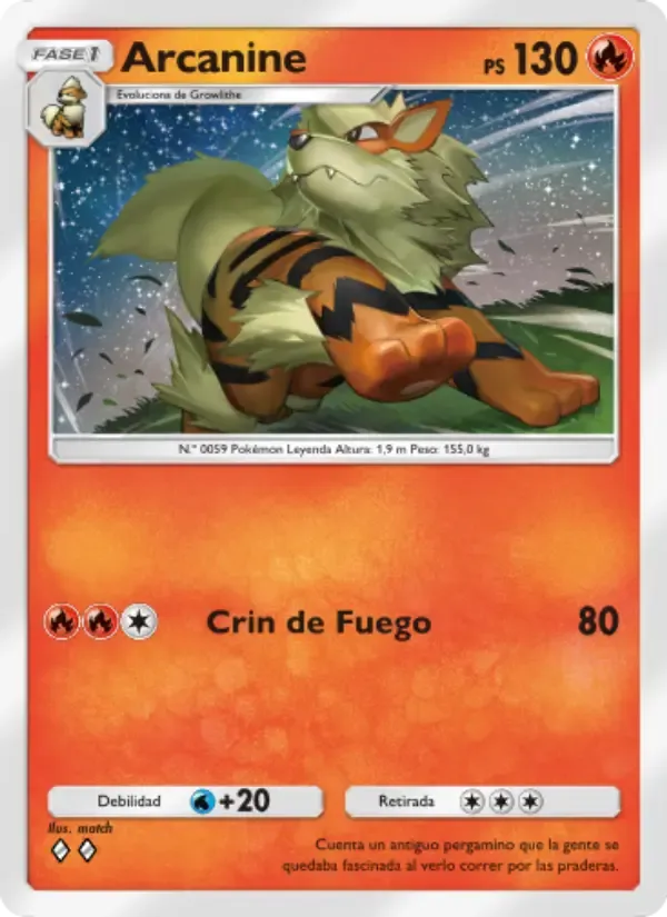 Arcanine card in Spanish