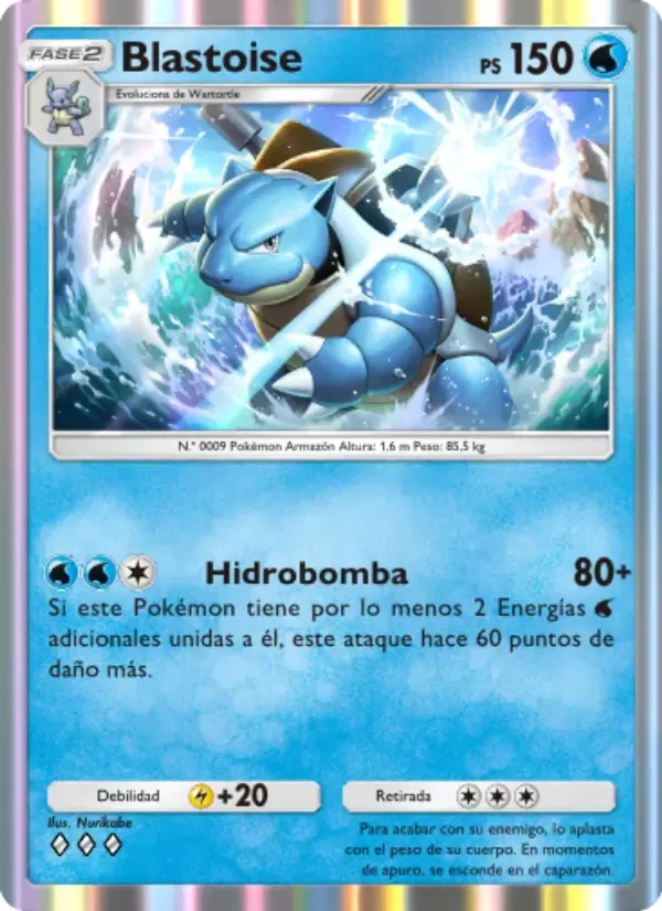Kartu Blastoise dalam bahasa Spanyol