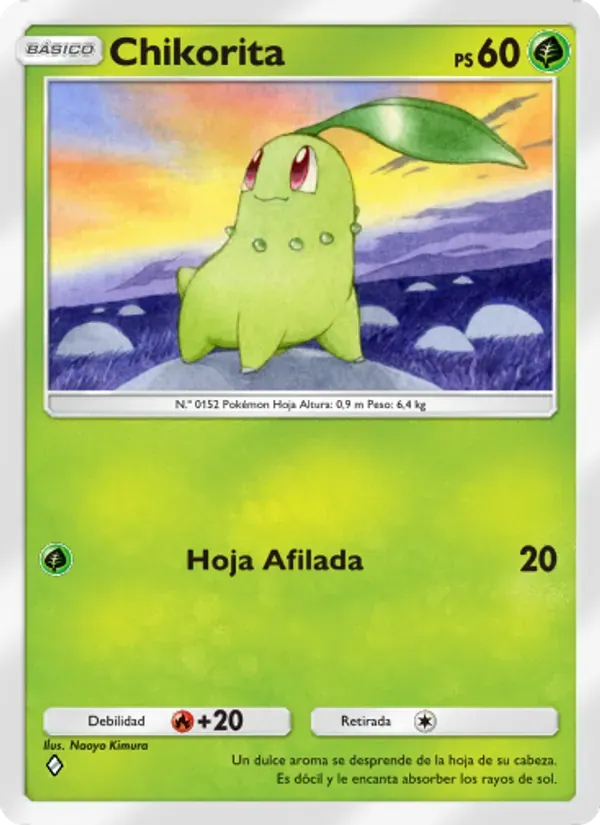 Chikorita card in Spanish