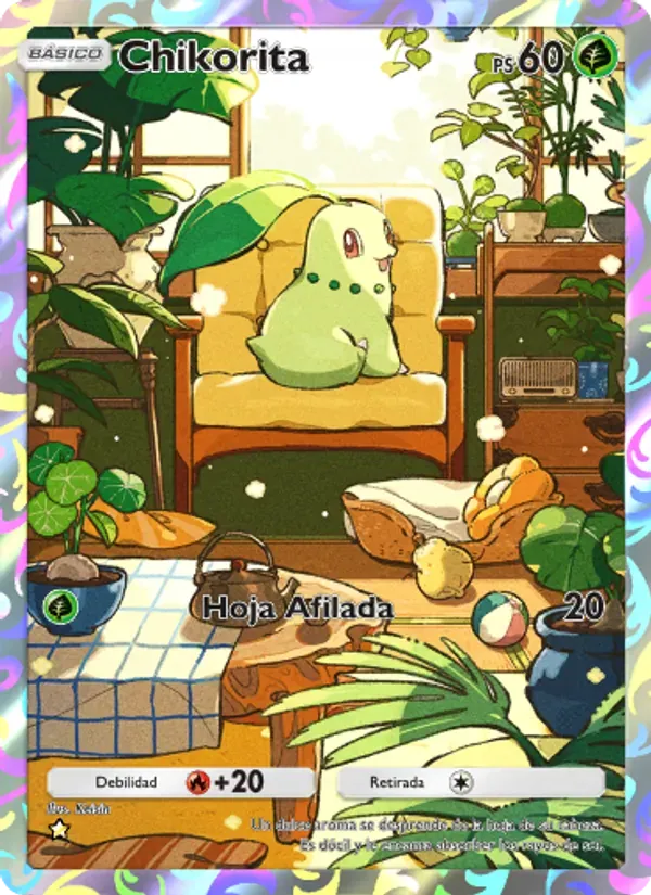 Chikorita card in Spanish