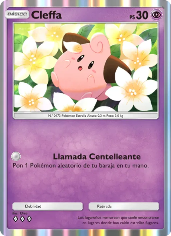 Cleffa card in Spanish