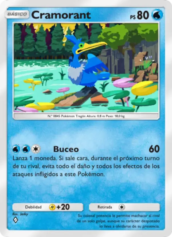 Cramorant card in Spanish