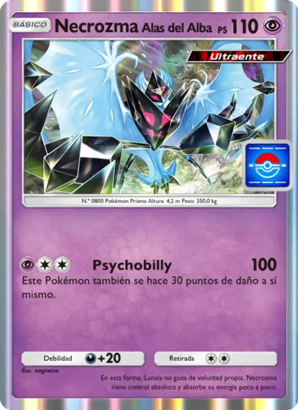 Dawn Wings Necrozma card in Spanish