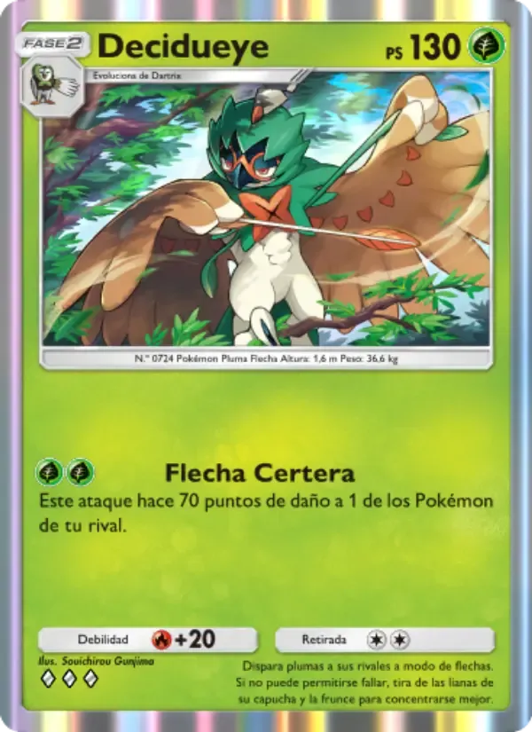 Decidueye card in Spanish