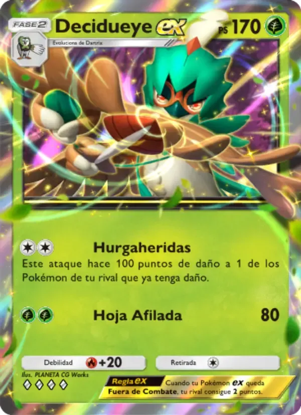 Decidueye ex card in Spanish