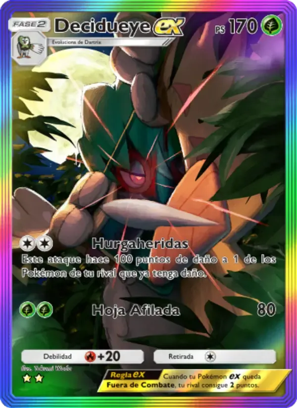 Decidueye ex card in Spanish