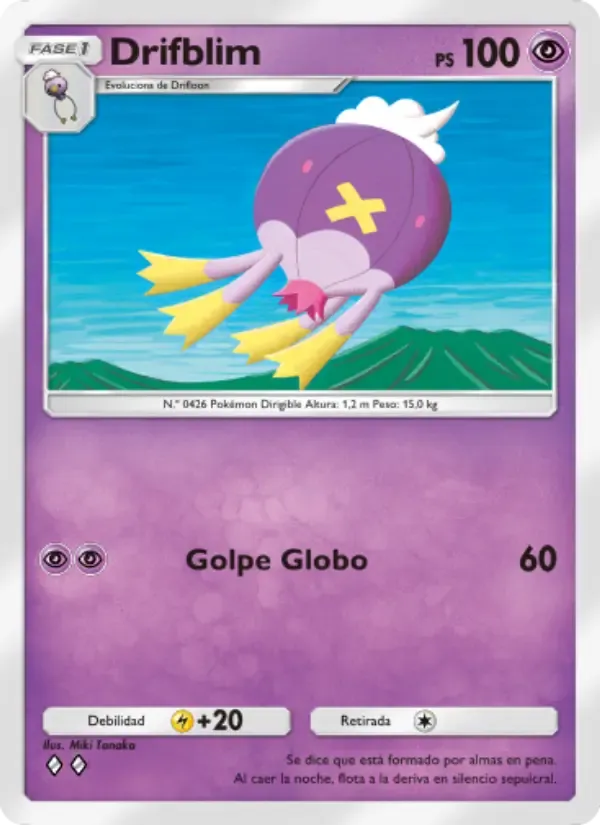 Drifblim card in Spanish