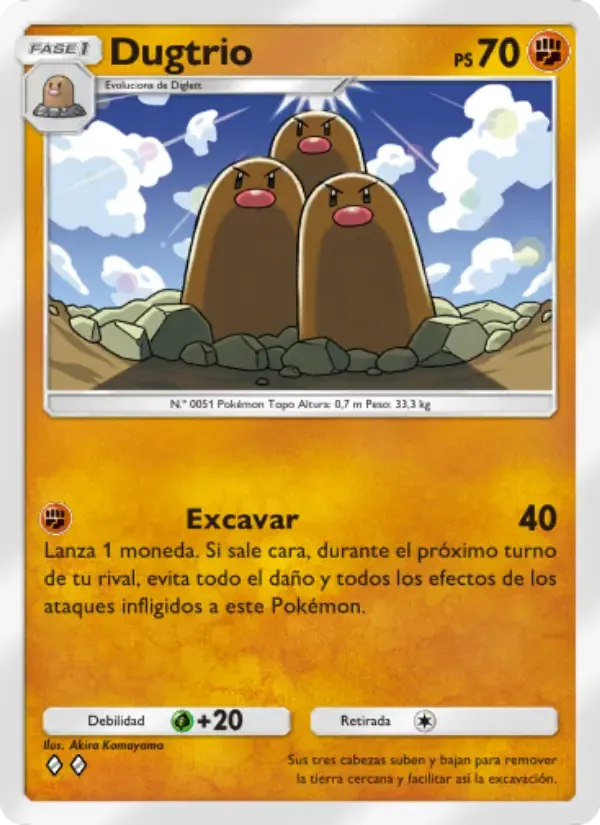 Dugtrio card in Spanish