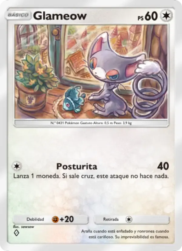 Glameow card in Spanish