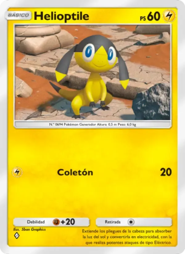 Helioptile card in Spanish