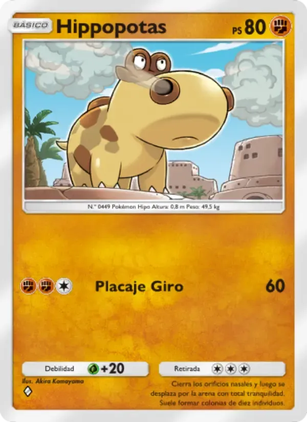 Hippopotas card in Spanish
