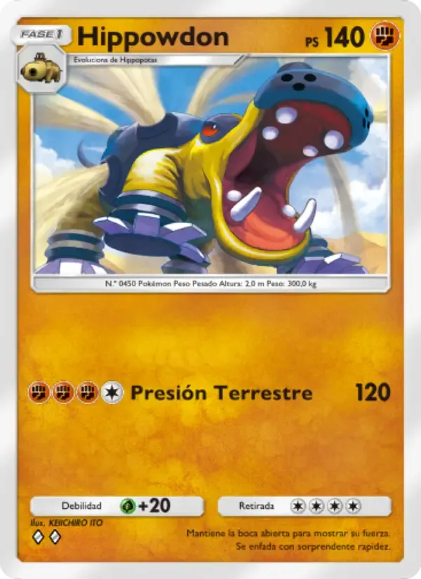 Hippowdon card in Spanish