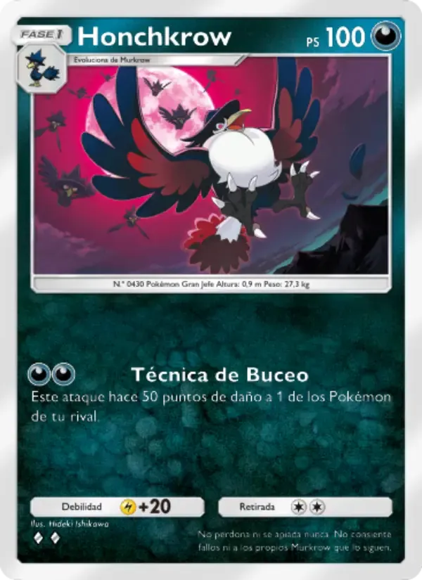 Honchkrow card in Spanish