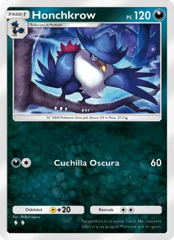 Honchkrow card in Spanish