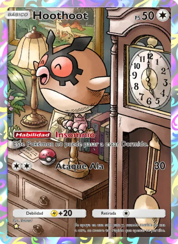 Hoothoot card in Spanish