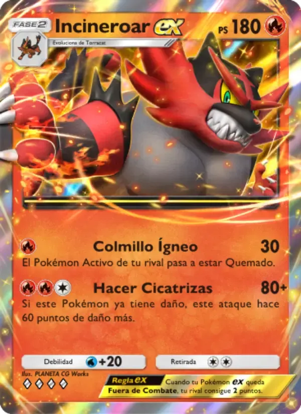 Incineroar ex card in Spanish