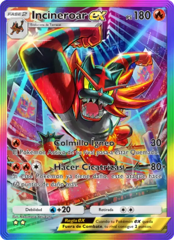 Incineroar ex card in Spanish