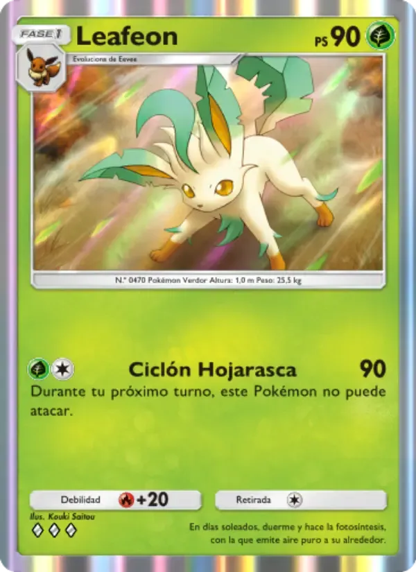 Leafeon card in Spanish