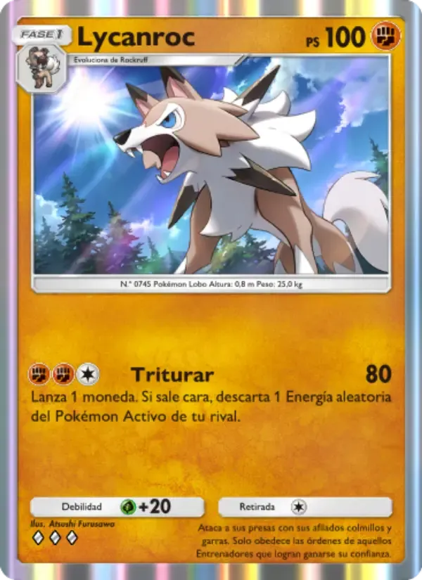 Lycanroc card in Spanish