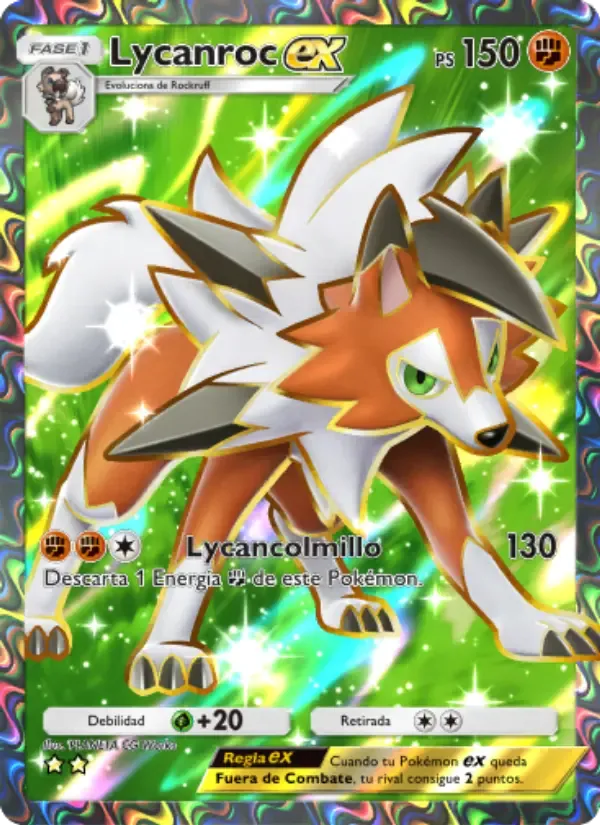 Lycanroc ex card in Spanish