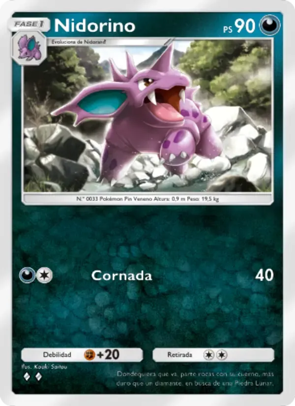 Карта Nidorino на языке Испанский