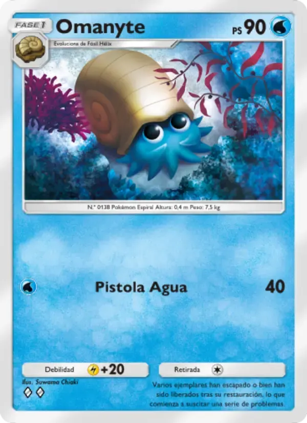 Omanyte card in Spanish