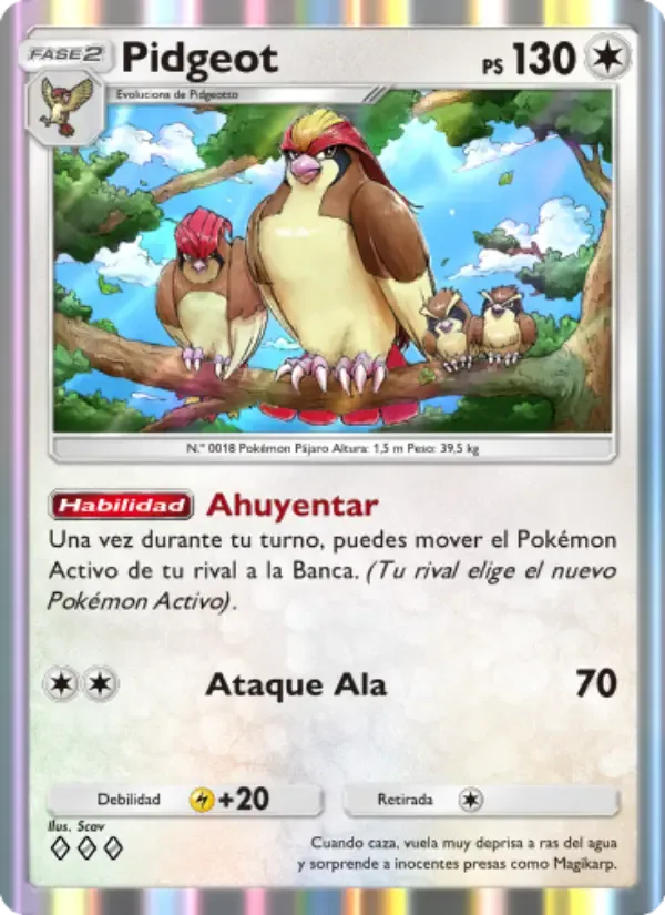 Pidgeot card in Spanish