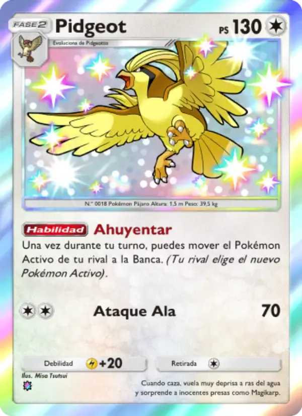 Pidgeot card in Spanish