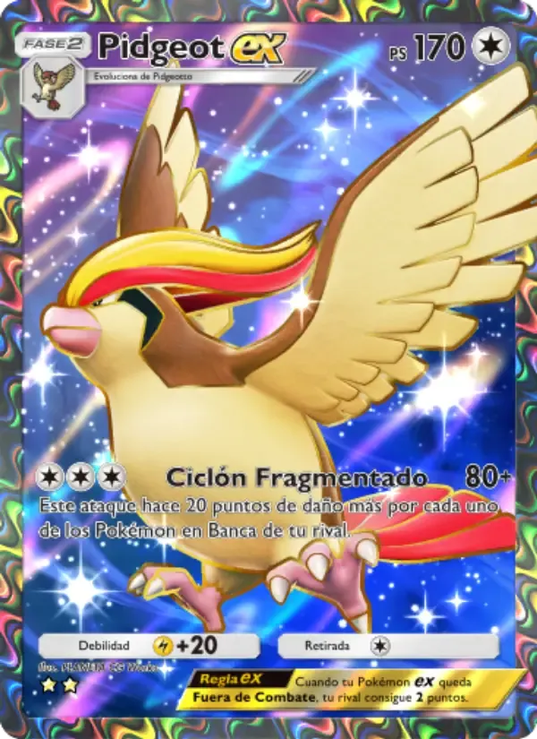 Pidgeot ex card in Spanish