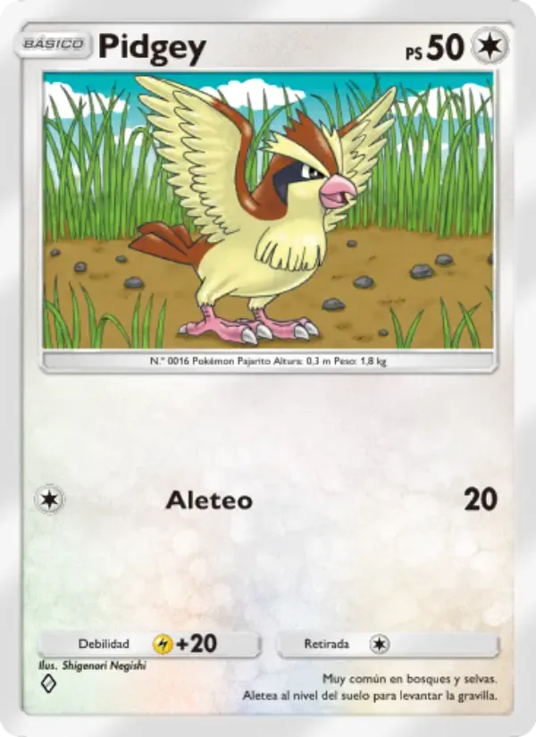 Pidgey card in Spanish