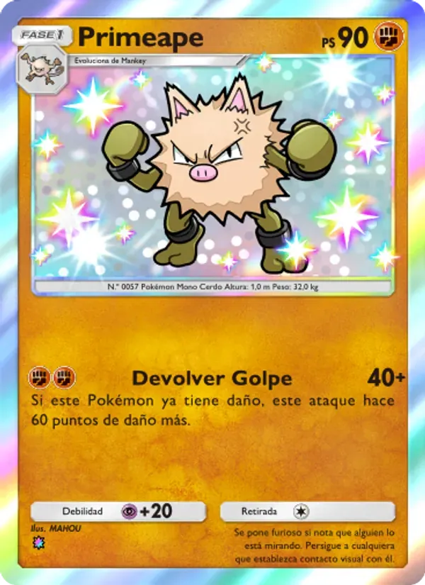 Primeape card in Spanish