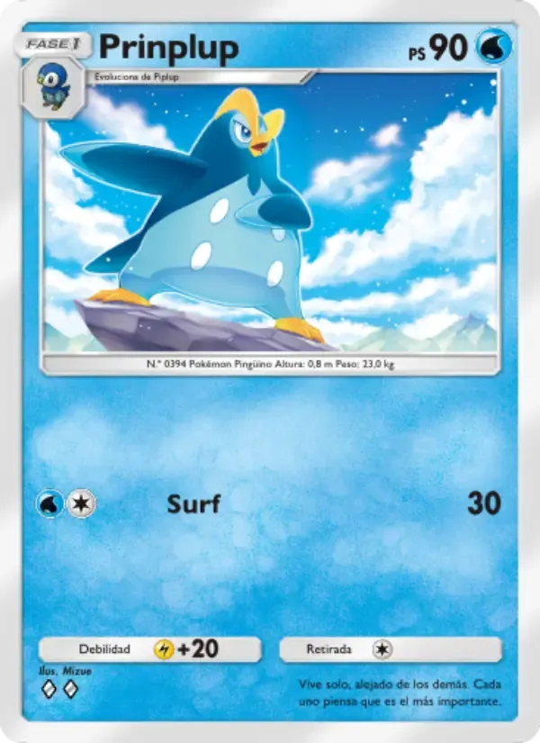 Prinplup card in Spanish