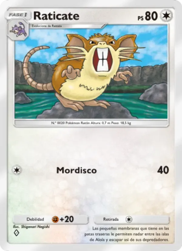 Raticate card in Spanish